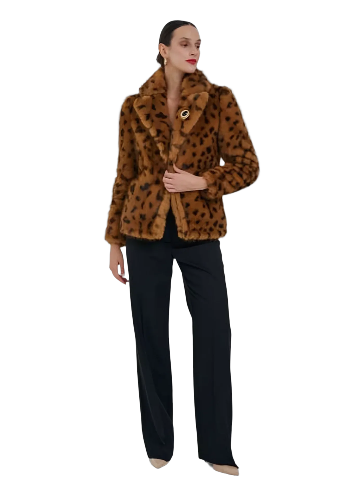 Leopar Desenli Peluş Ceket — modelin üzerinde Görünüm 16, 1/1