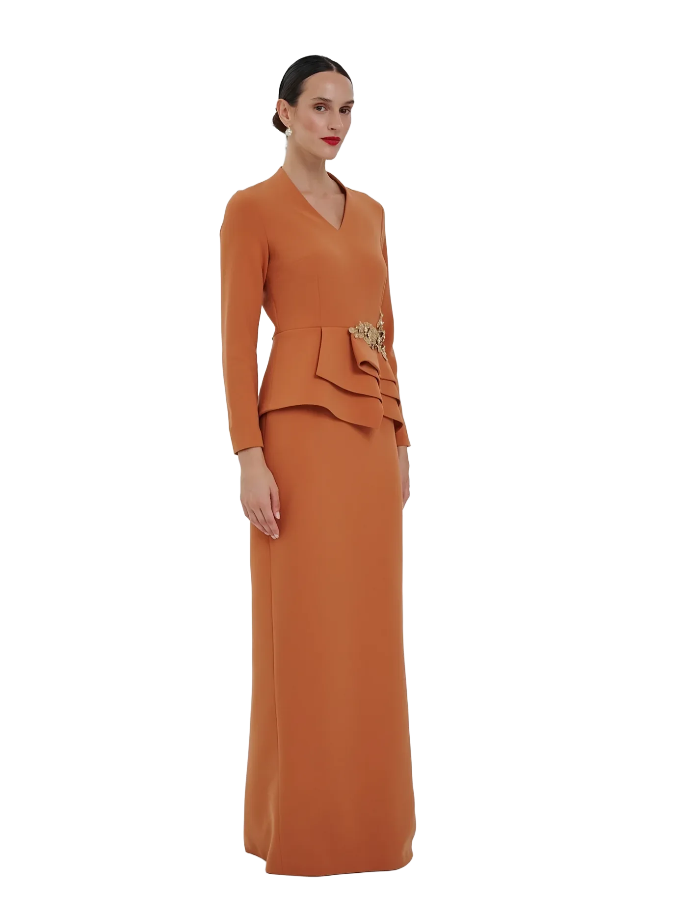 Asimetrik Peplum Takım — modelin üzerinde · 1/3