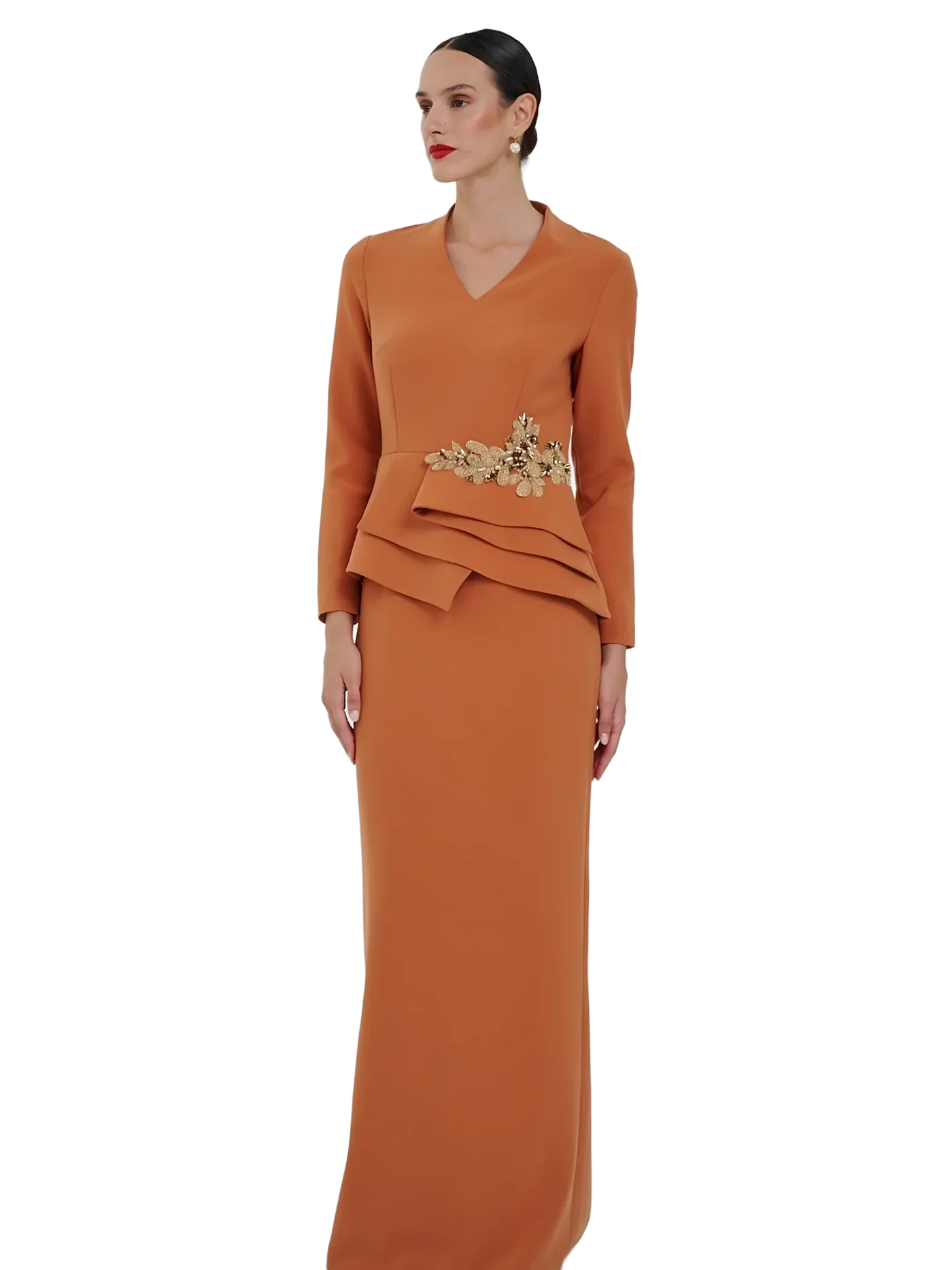 Asimetrik Peplum Takım — modelin üzerinde · 3/3